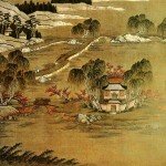 Qing-Dynasty Gu-embroidered picture album West Lake, 24.1cm high, 26.3cm wide. The picture shows the scene of- Orioles Singing in the Willows