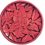 Lacquer plate with gardenia patterns by Zhang Cheng of the Yuan Dynasty.