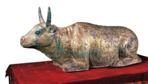 A gold-plating copper ox of the Western Xia dynasty